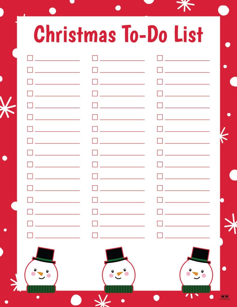 christmas to do lists - 10 free lists | printabulls